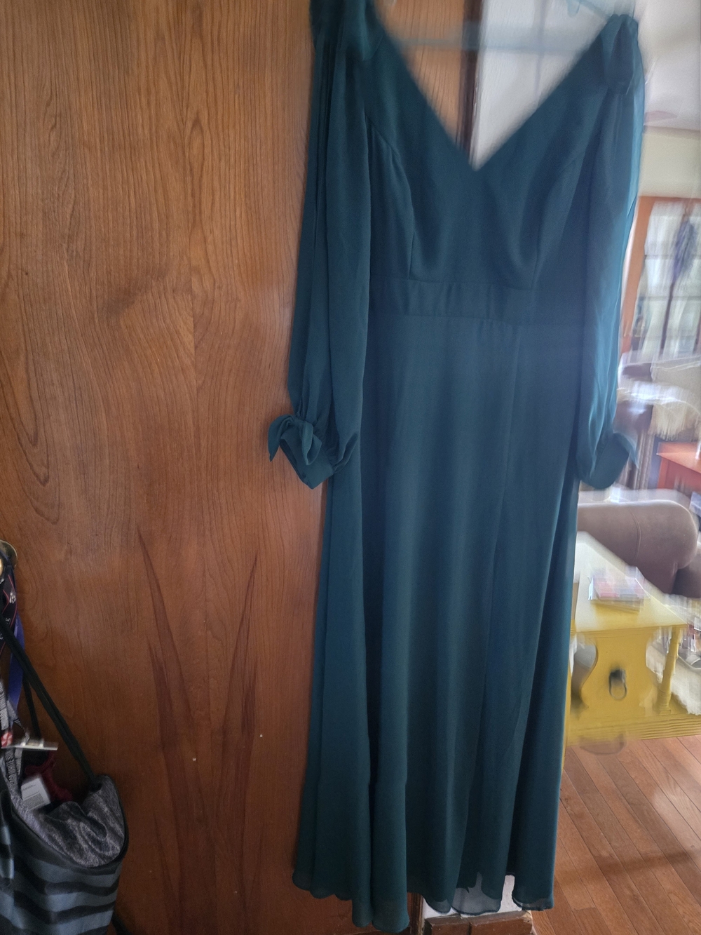 Ever Pretty Deep Teal Long Sleeve V-Neck Maxi Dress